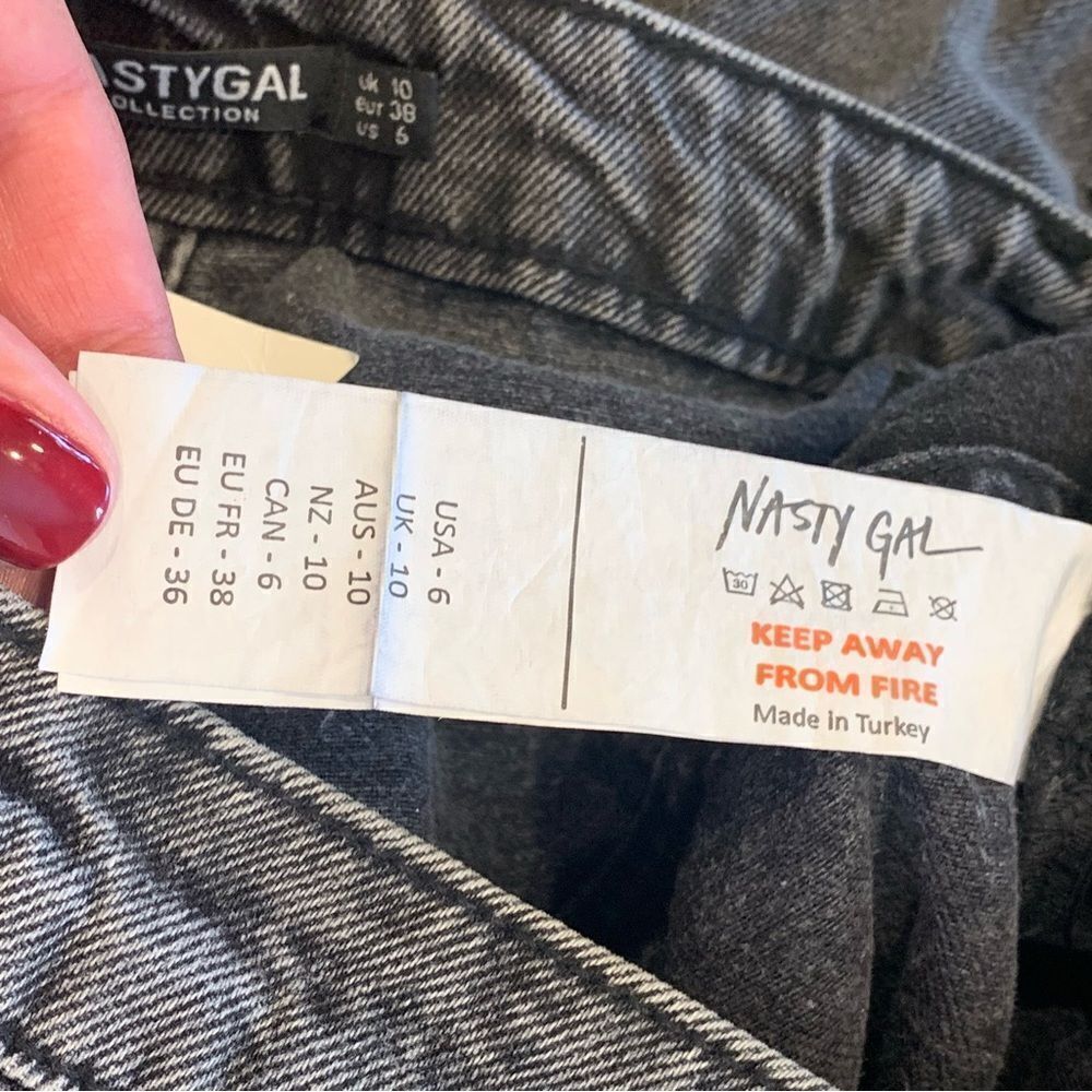 Nasty Gal It’s Only Rock and Roll Fringe High Waisted Jeans Black Size 6 - Picture 9 of 12
